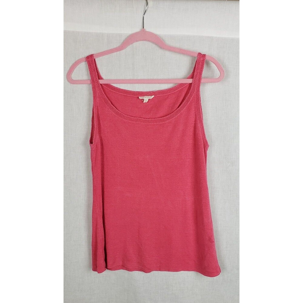 Eileen Fisher Tank Top Womens Petite Large Pink 100% Hemp Knit Sleeveless Summer